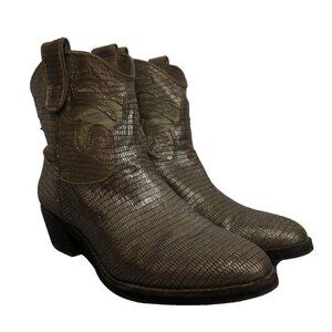 Sam Edelman Stevie Classic Western Cowboy Ankle Boots Gunmetal/Putty Size 8M